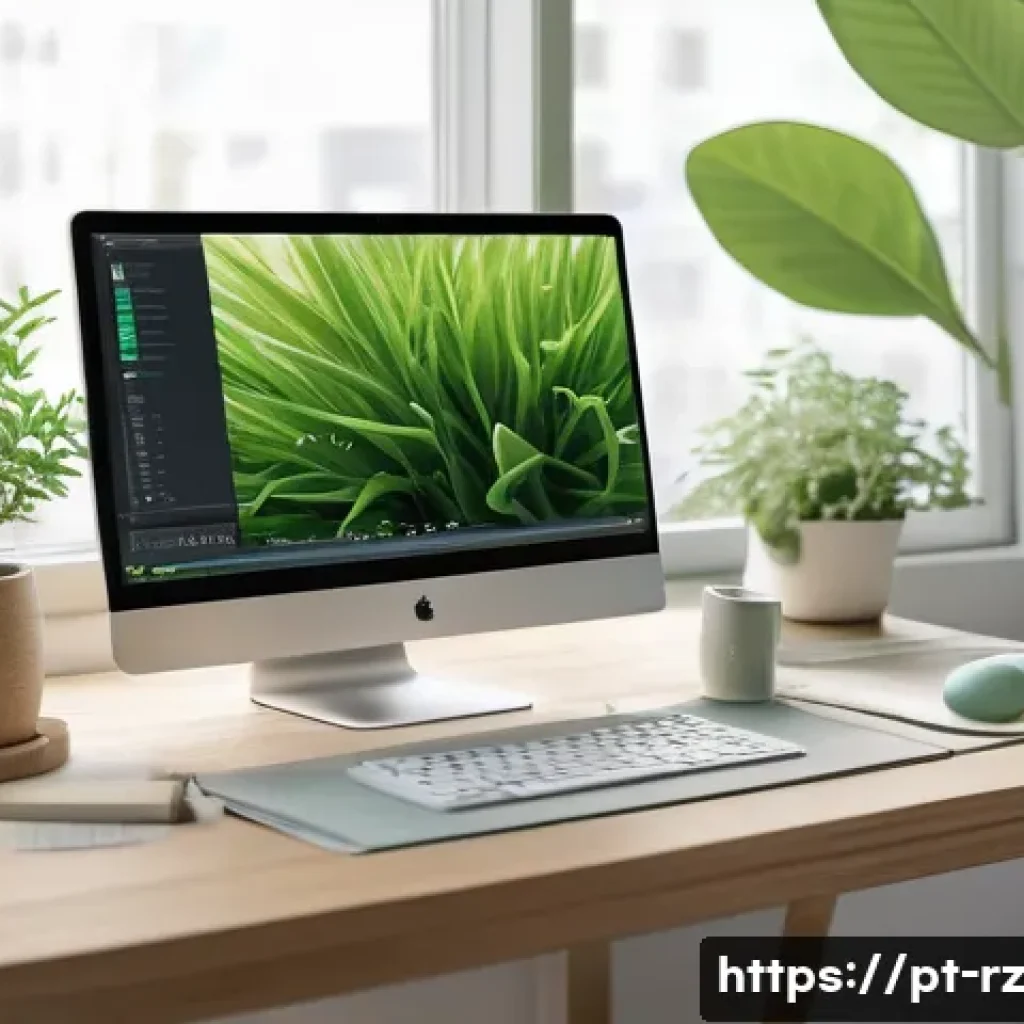 마인드풀테크 구현을 위한 프레임워크 - A serene digital workspace scene featuring a modern, minimalist user interface on a sleek desktop mo...
