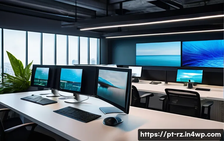 마인드풀테크의 최신 트렌드 - A modern Brazilian office environment with diverse professionals using ergonomic desks and smart dev...