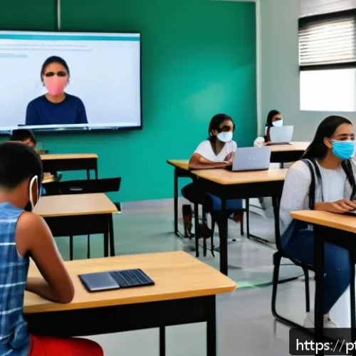 Home 32 마인드풀테크의 사회적 영향 - A serene modern classroom in São Paulo with diverse Brazilian teenagers attentively participating in...