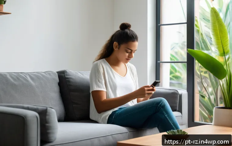 마인드풀테크의 역사적 배경 - A young Brazilian woman practicing mindful technology use at home in São Paulo, sitting calmly on a ...