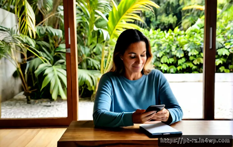 Home 17 마인드풀테크의 개인적 변화 촉진 - Photorealistic lifestyle scene of a Portuguese-speaking Brazilian woman in her early 40s using a min...