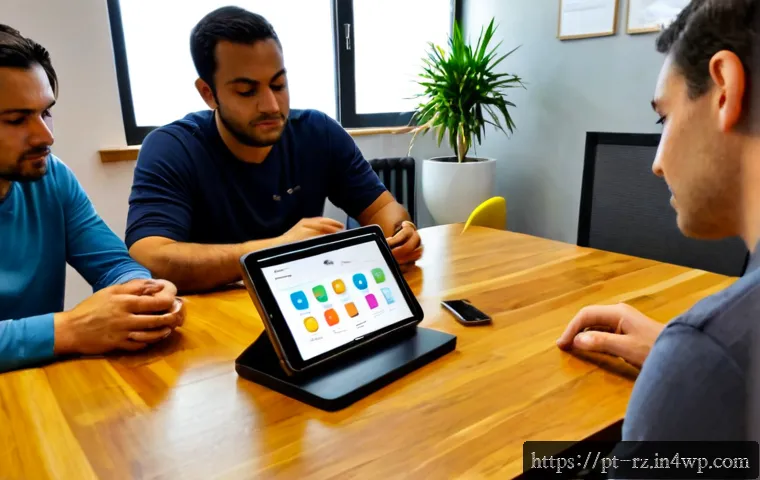 마인드풀테크 개발 시 유의해야 할 점 - Photorealistic mindful technology development workshop in a bright São Paulo coworking studio, diver...